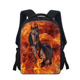 12" Kids Horse Pattern Backpack, Casual Small School Bags for Boys