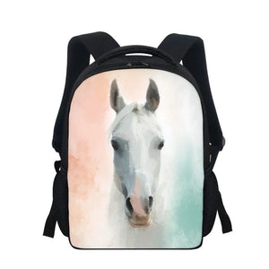 12" Kids Horse Pattern Backpack, Casual Small School Bags for Boys