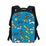 12" Cartoon Farm Car Printed Kids Backpack Schoolbag