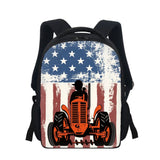 12" Cartoon Farm Car Printed Kids Backpack Schoolbag