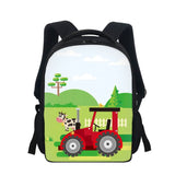 12" Cartoon Farm Car Printed Kids Backpack Schoolbag