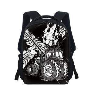 12" Cartoon Farm Car Printed Kids Backpack Schoolbag