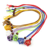 12pcs Adjustable Necklace Cord Natural Quartz Crystal Chakra Healing Net Bag Pen