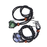 12pcs Adjustable Necklace Cord Empty Stone Holder Wax Rope Necklace