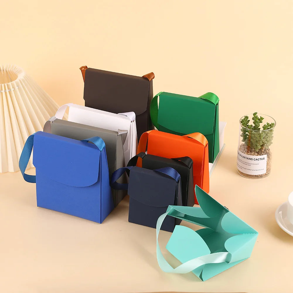 12pcs Folding Cardboard Bags for Wrapping Wedding Christmas Gift Tote Paper
