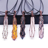 12pcs Hexagonal Prism Stone Pendant Natural Quartz Crystal Chakra Healing Stone