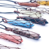12pcs Hexagonal Prism Stone Pendant Natural Quartz Crystal Chakra Healing Stone