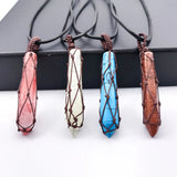 12pcs Hexagonal Prism Stone Pendant Natural Quartz Crystal Chakra Healing Stone