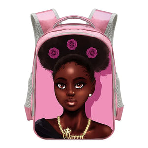 13 Inch Afro Girls Backpack School Bags Cartoon Girls Daypack