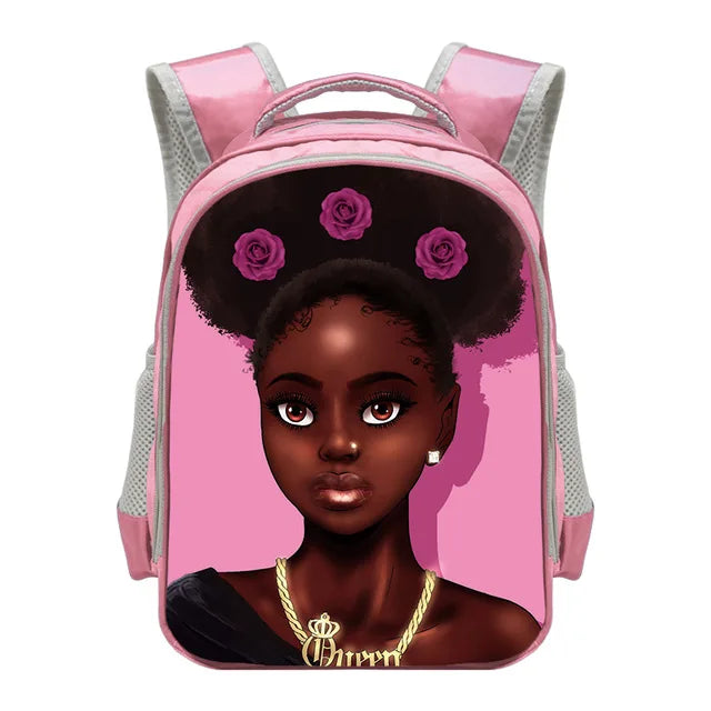 13 Inch Afro Girls Backpack School Bags Cartoon Girls Daypack