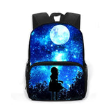 13 Inch Galaxy School Backpack Star Moon Fairy Boys Girls Book Bag