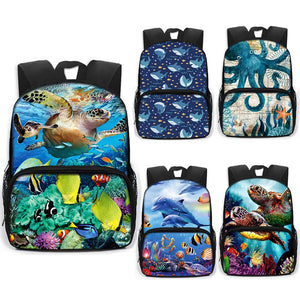 13 Inch See Animal Children School Bags Dolphin Octopus Sea Turtle