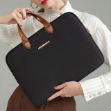 14 Inch Waterproof Laptop Bag for Women Lightweight Pu Leather Handle Business