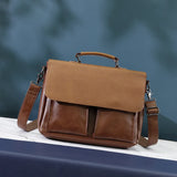 Retro Business Handbag Men's Briefcases PU Leather Laptop Bag