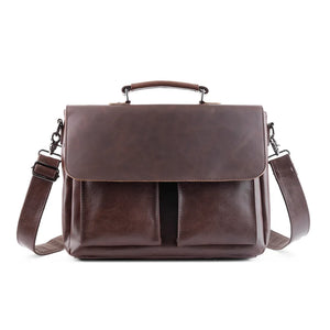 Retro Business Handbag Men's Briefcases PU Leather Laptop Bag