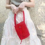 Vintage Vacation Red Bead Bag Handbag