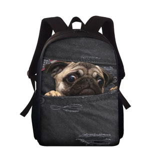 15Inch Kids School Backpack Cowboy Dog Printing School Bags For Boys Girls