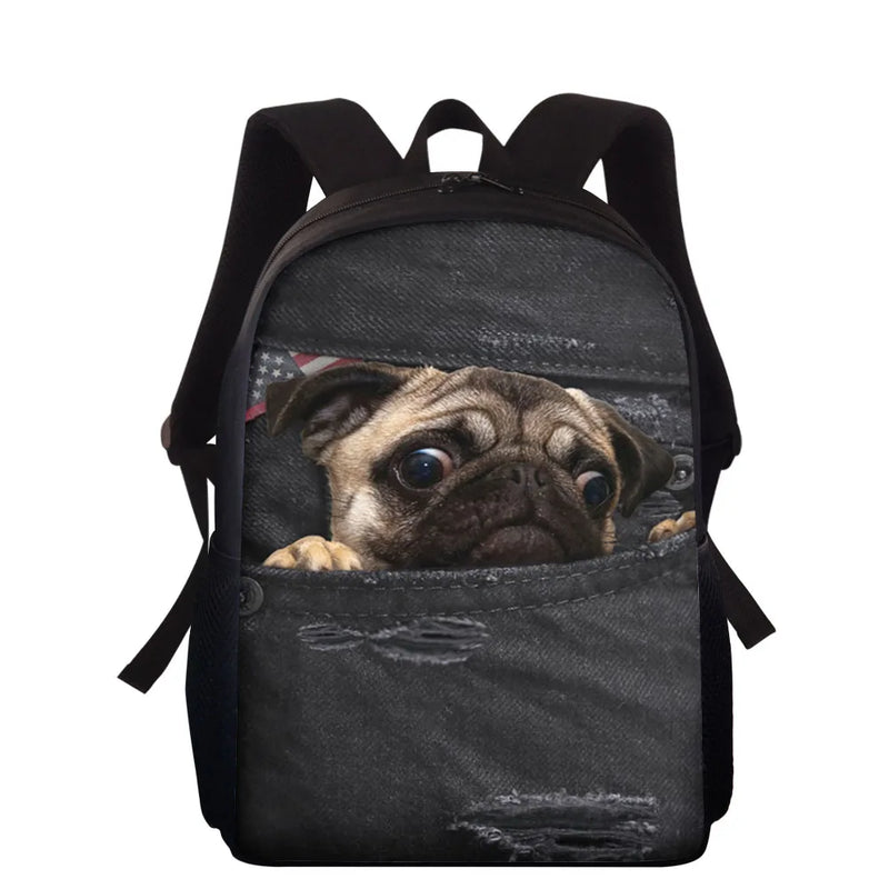 15Inch Kids School Backpack Cowboy Dog Printing School Bags For Boys Girls
