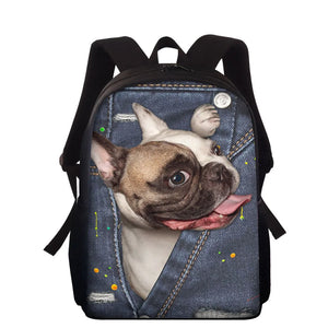 15Inch Kids School Backpack Cowboy Dog Printing School Bags For Boys Girls