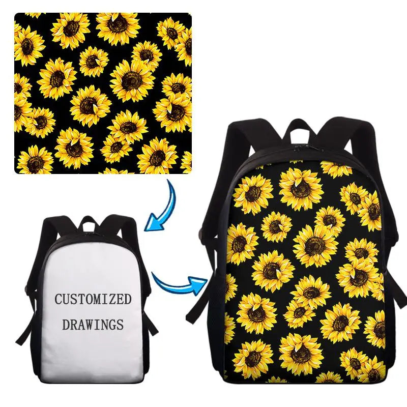 15inch Children School Bags Vintage Ink Painting Print Kids Students Schoolbags