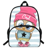 16-INCH Children Owl School Bag for Teenagers Boys&Girls Book Bag