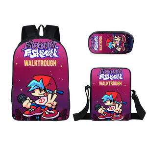 16 Inch Anime FNF Backpack 3D Video Game School Bag 3 Pcs Set