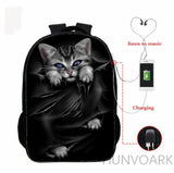 16 Inch Cat Children School Bags Orthopedic Backpack Kids School Boys Girls Moch