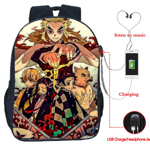 16 Inch Demon Slayer USB Backpack Kimetsu No Yaiba School Bag