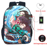 16 Inch Demon Slayer USB Backpack Kimetsu No Yaiba School Bag