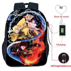 16 Inch Demon Slayer USB Backpack Kimetsu No Yaiba School Bag