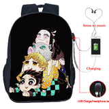 16 Inch Demon Slayer USB Backpack Kimetsu No Yaiba School Bag