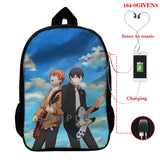 16 Inch GIVEN Anime Backpack Schoolbags USB Charging Teenage Boy Girl Cartoon Ba