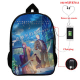 16 Inch GIVEN Anime Backpack Schoolbags USB Charging Teenage Boy Girl Cartoon Ba