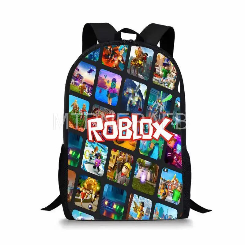 16 Inch Cartoon Robloxing School Bags Kids Anime Print Large Bookbags