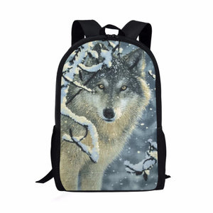 Wolf Print Children Backpack for Teenagers Boy Girl Back Pack Satchel