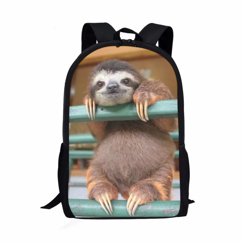 16 in Sloth Print Kids School Bag Boys Girls Backpack