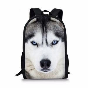 16-inch Husky Animal Printing Backpack For Kids Boys Girls School Bag