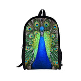 16 inch Peacock Print Children Backpack Teenager Boy Girl School Bag