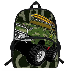 16INCH Kids Schoolbag Student School Backpacks Truck Printed Bagpack