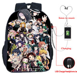 16inch Anime Demon Slayer USB Backpack Kimetsu No Yaiba School Bag