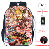 16inch Anime Demon Slayer USB Backpack Kimetsu No Yaiba School Bag