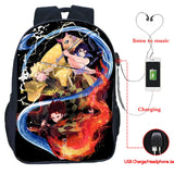 16inch Anime Demon Slayer USB Backpack Kimetsu No Yaiba School Bag