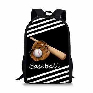 16in Baseballs Bookbag Large Capacity School Backpack Girls Polyester Satchel