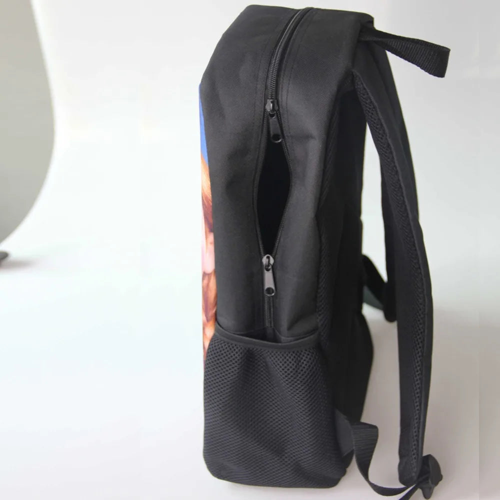 16" Eiffel Tower Print Backpack Vintage Canvas School Bag for Girls