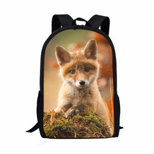 16inch Young Fox 3D Pattern Kids Backpack for Boys Girls