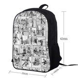 16inch Punk Gothic Cat Head School Bags Student Bagpack Girls Boys Backpack