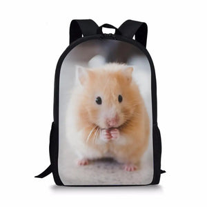 16inch Cat Hamster Print School Backpack for Boys Girls