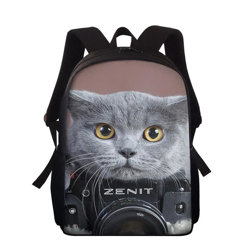 16inch School Bags for Girls Cat 3D Printing Children Bagpack