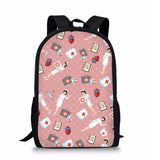17 Inch Nurse Pattern Women School Backpack for Teen Girls Book Bag Rucksack