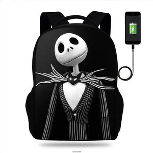 17in Nightmare Before Christmas USB Charge Backpack Kids Men Women